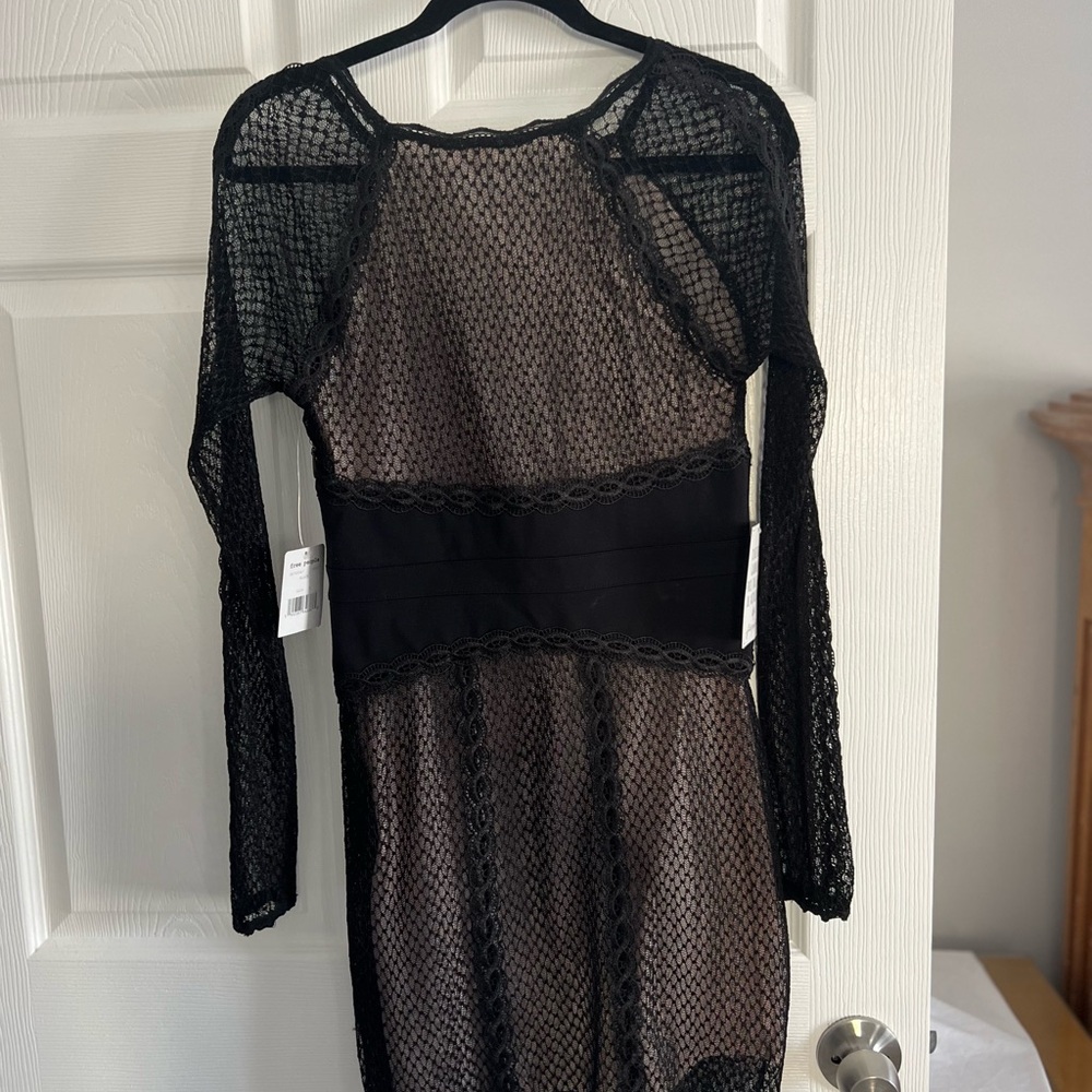 Free People Black Mesh Long Sleeve Dress